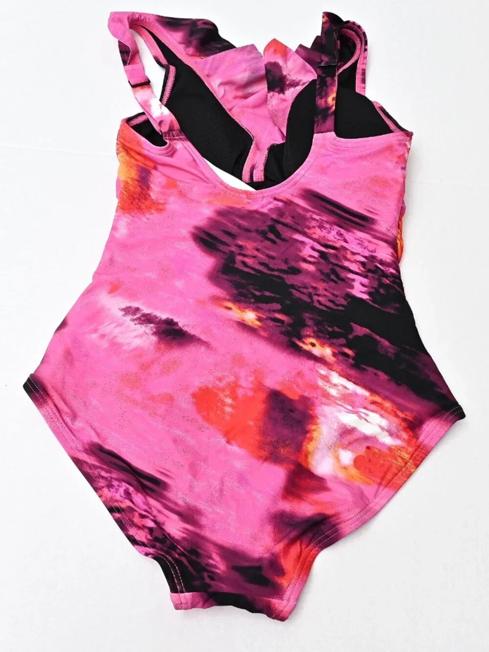 DKNY Women's Ruffle Neck One-Piece Swimsuit Underwired Pink purple Size Small - Picture 7 of 10